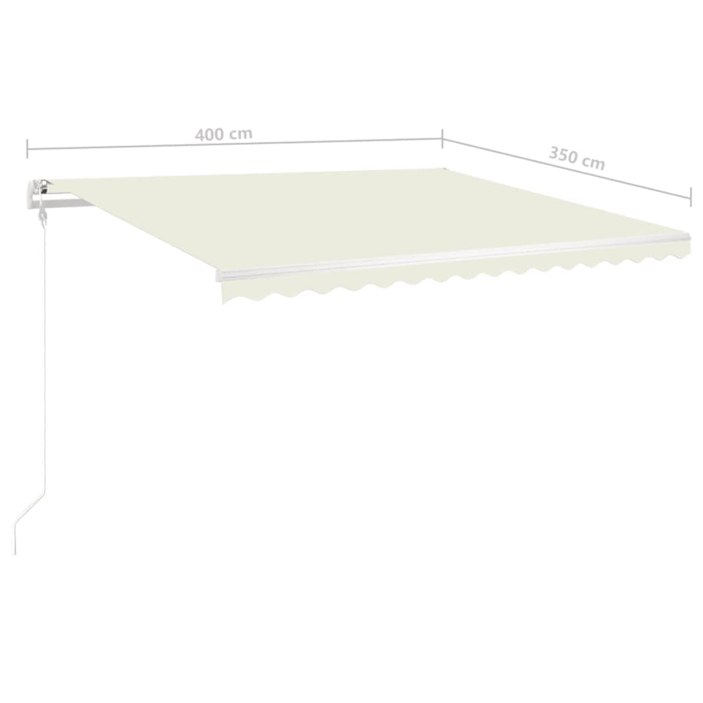 Luifel handmatig uittrekbaar met LED 4x3,5 m crèmekleurig