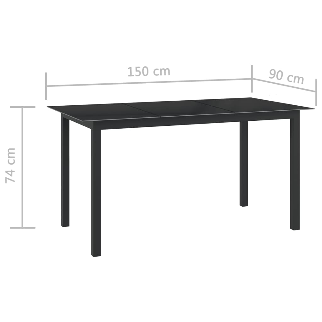 5-delige Tuinset aluminium zilverkleurig en