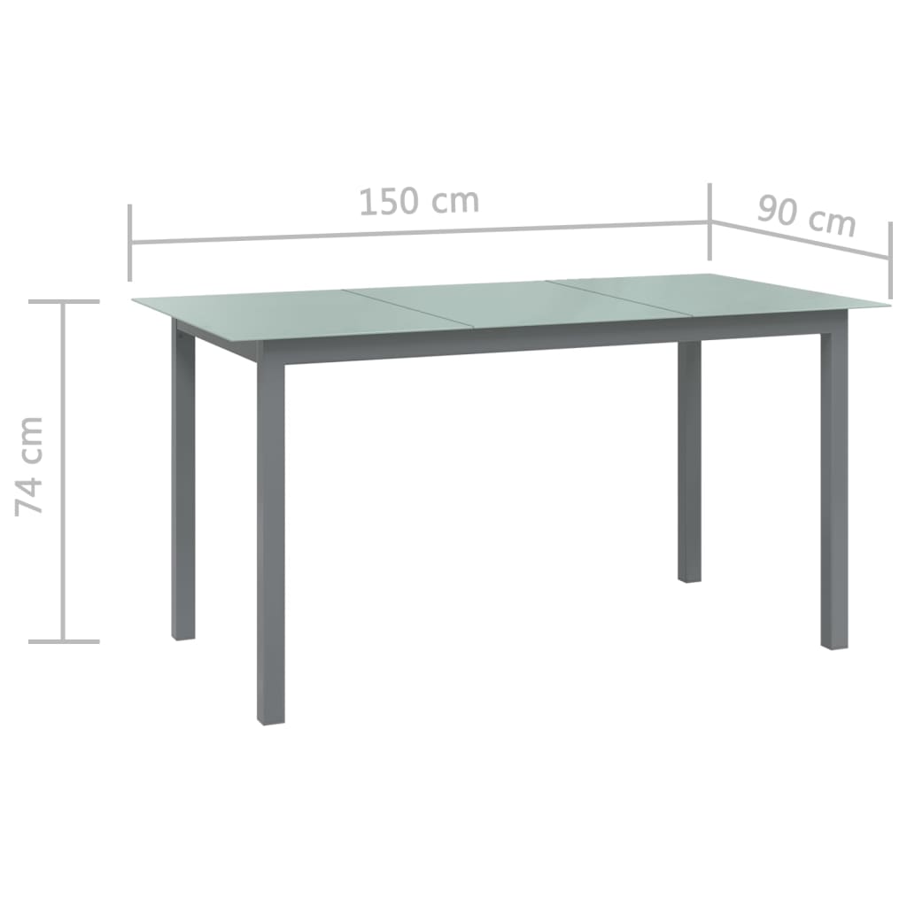 7-delige Tuinset aluminium zilverkleurig en zwart