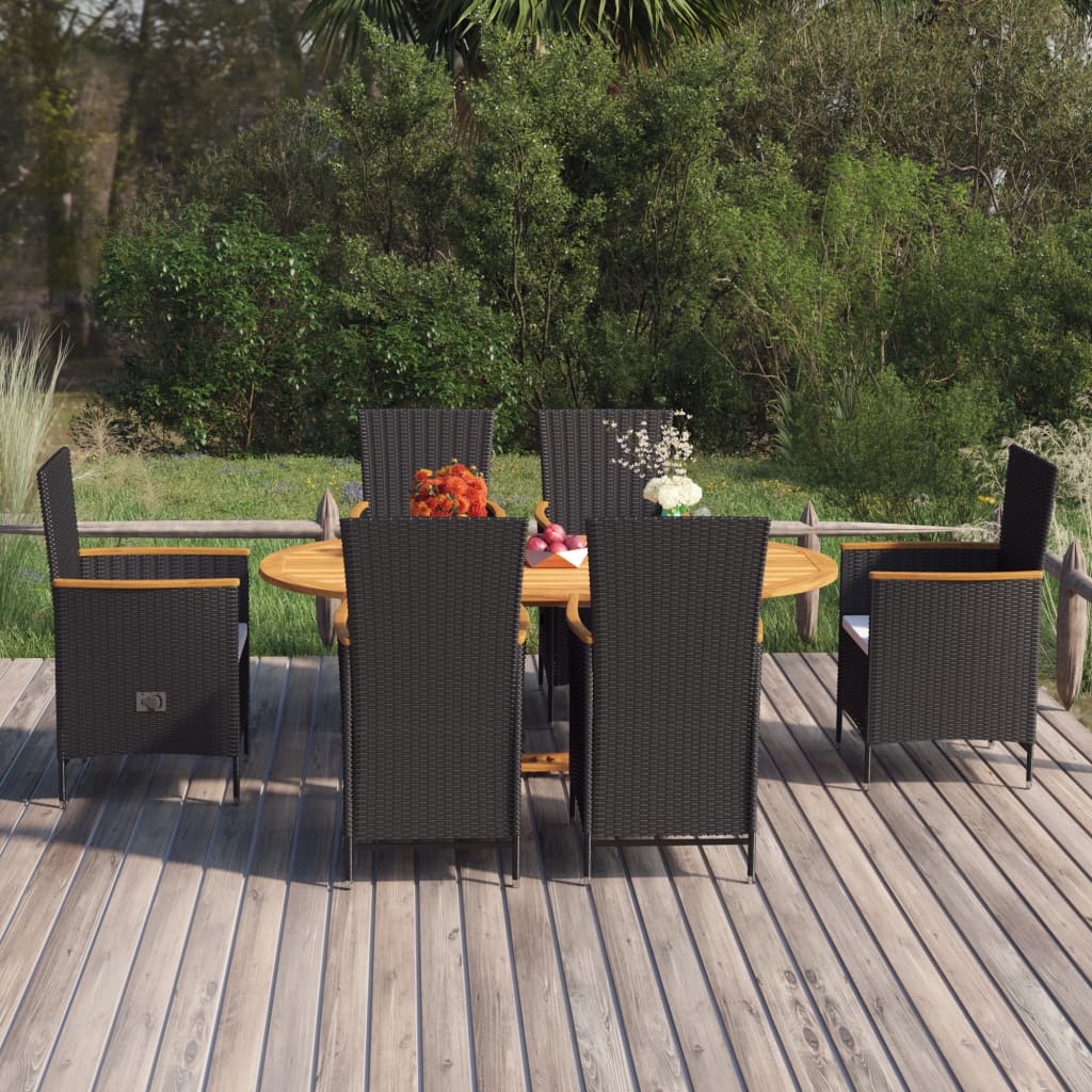 7-delige Tuinset poly rattan grijs