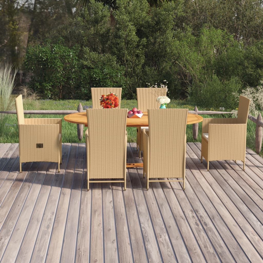 7-delige Tuinset poly rattan grijs