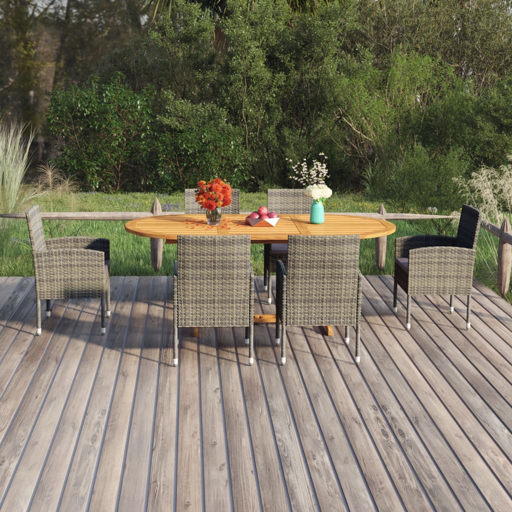 7-delige Tuinset poly rattan antracietkleurig