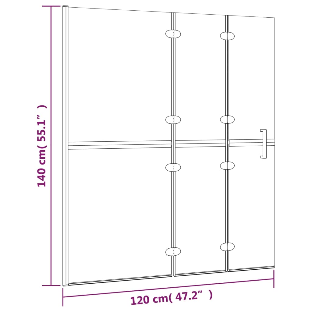 Douchewand inklapbaar 100x140 cm ESG wit