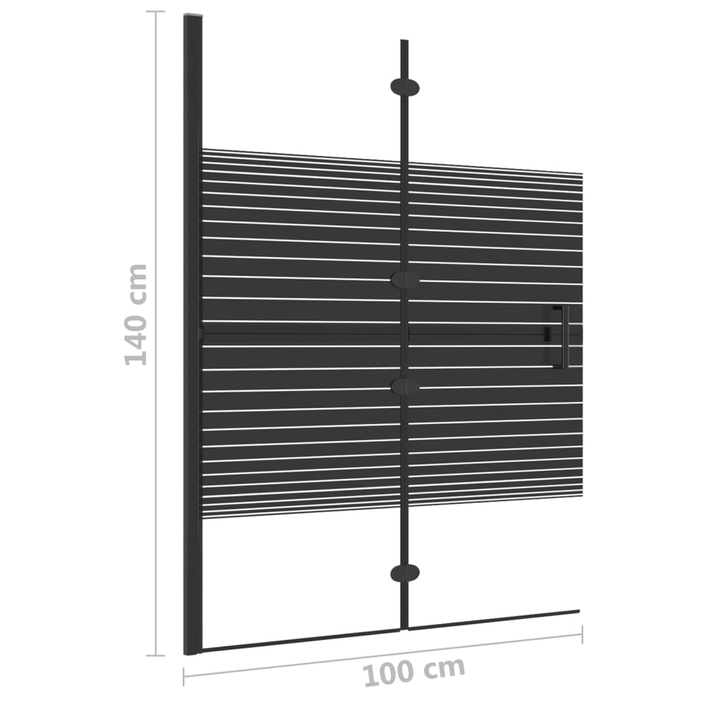 Douchewand inklapbaar 120x140 cm ESG zwart