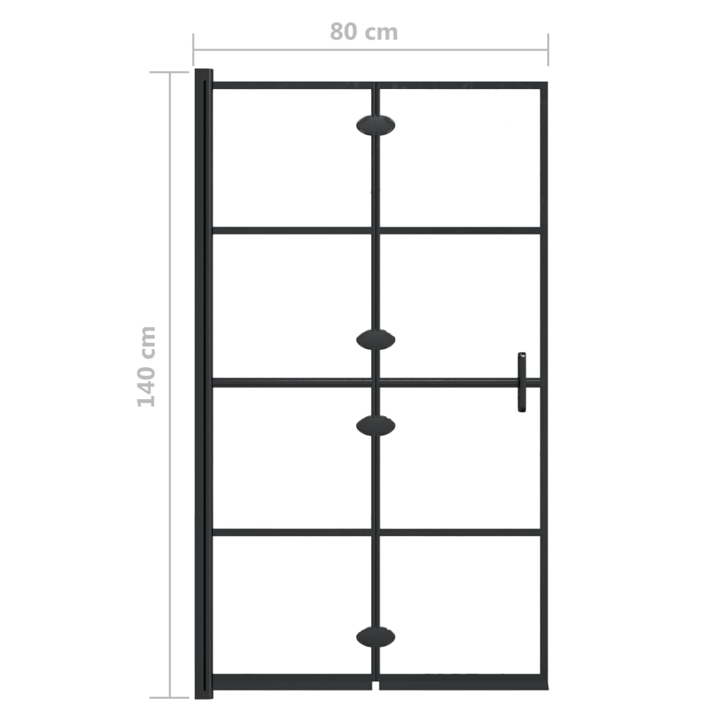 Douchewand inklapbaar 100x140 cm ESG zwart