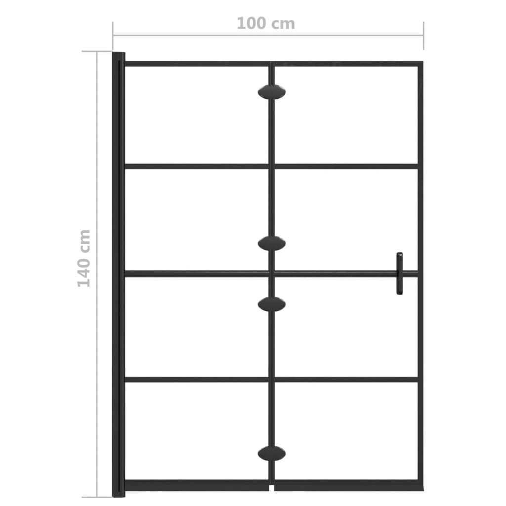 Douchewand inklapbaar 100x140 cm ESG zwart