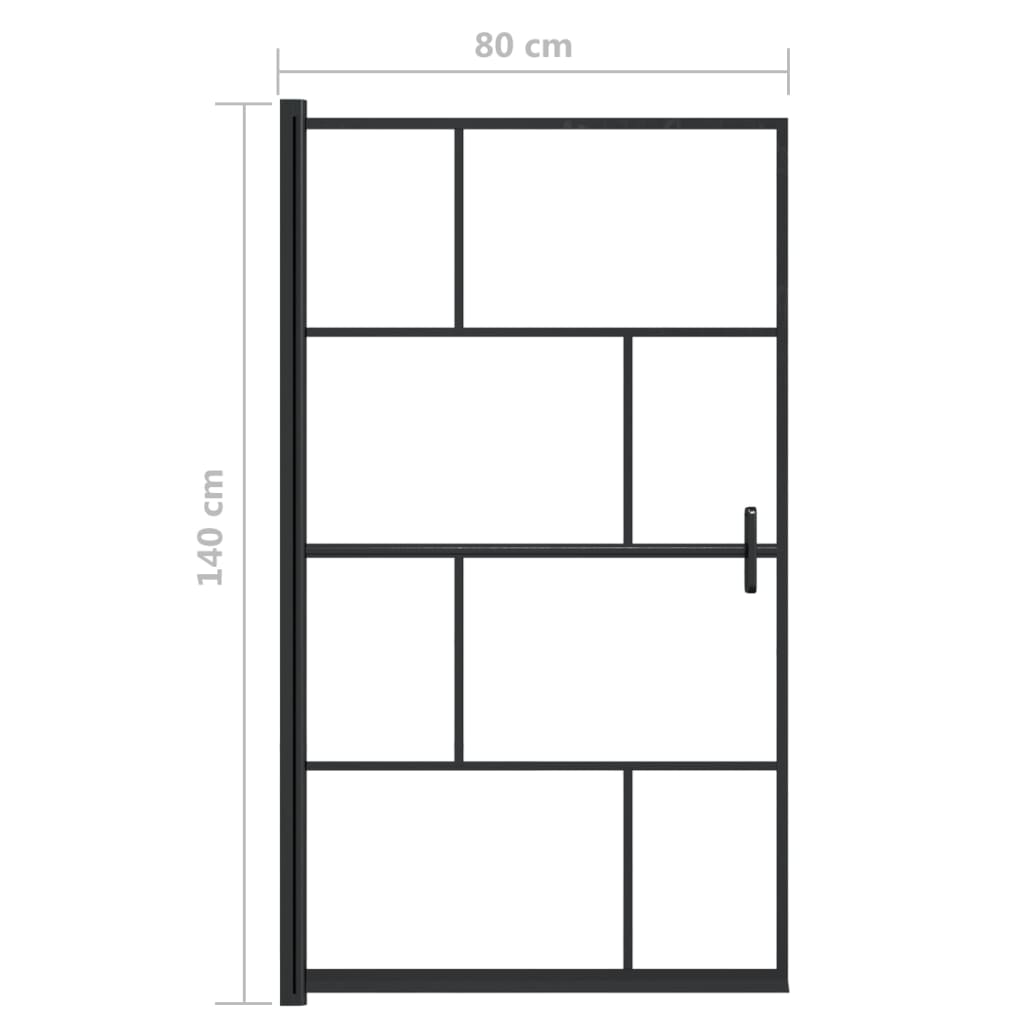 Douchewand 80x140 cm ESG zwart