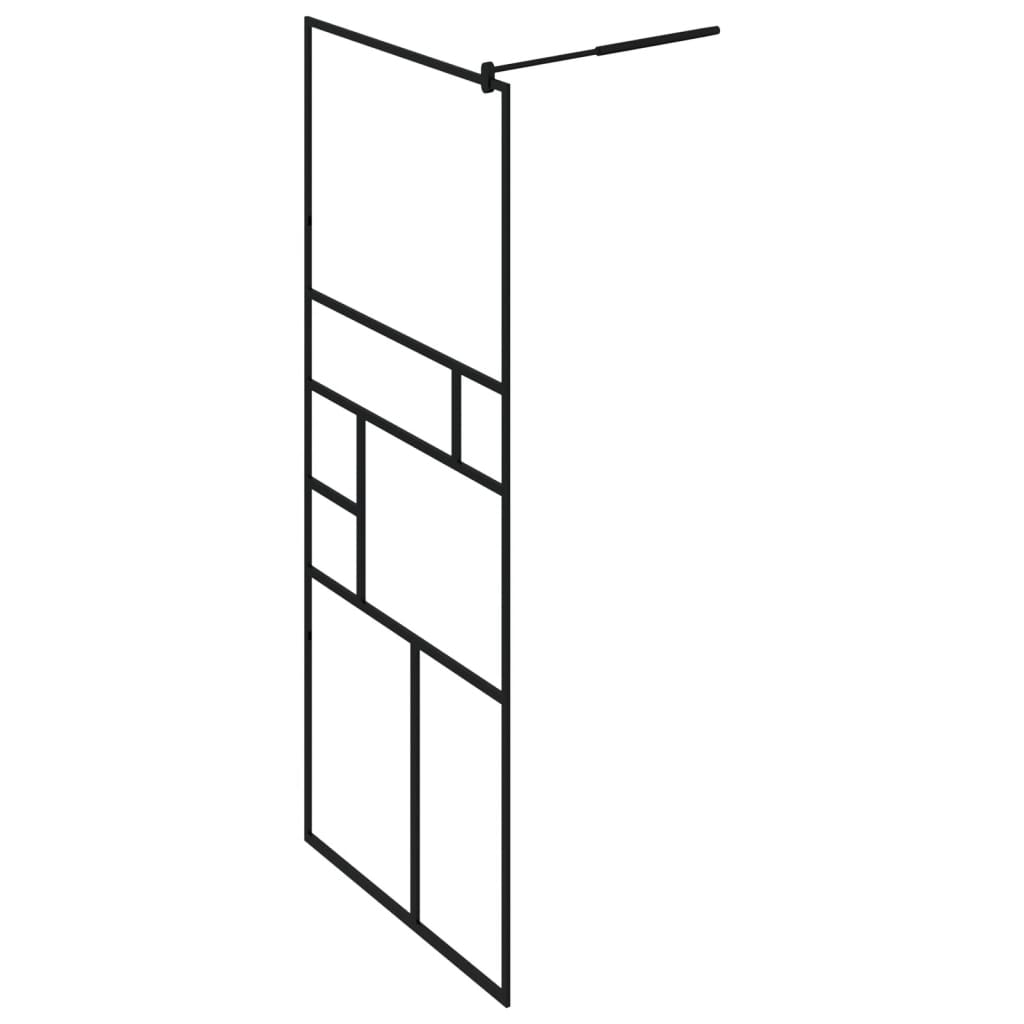 Inloopdouchewand 100x195 cm ESG-glas transparant en zwart