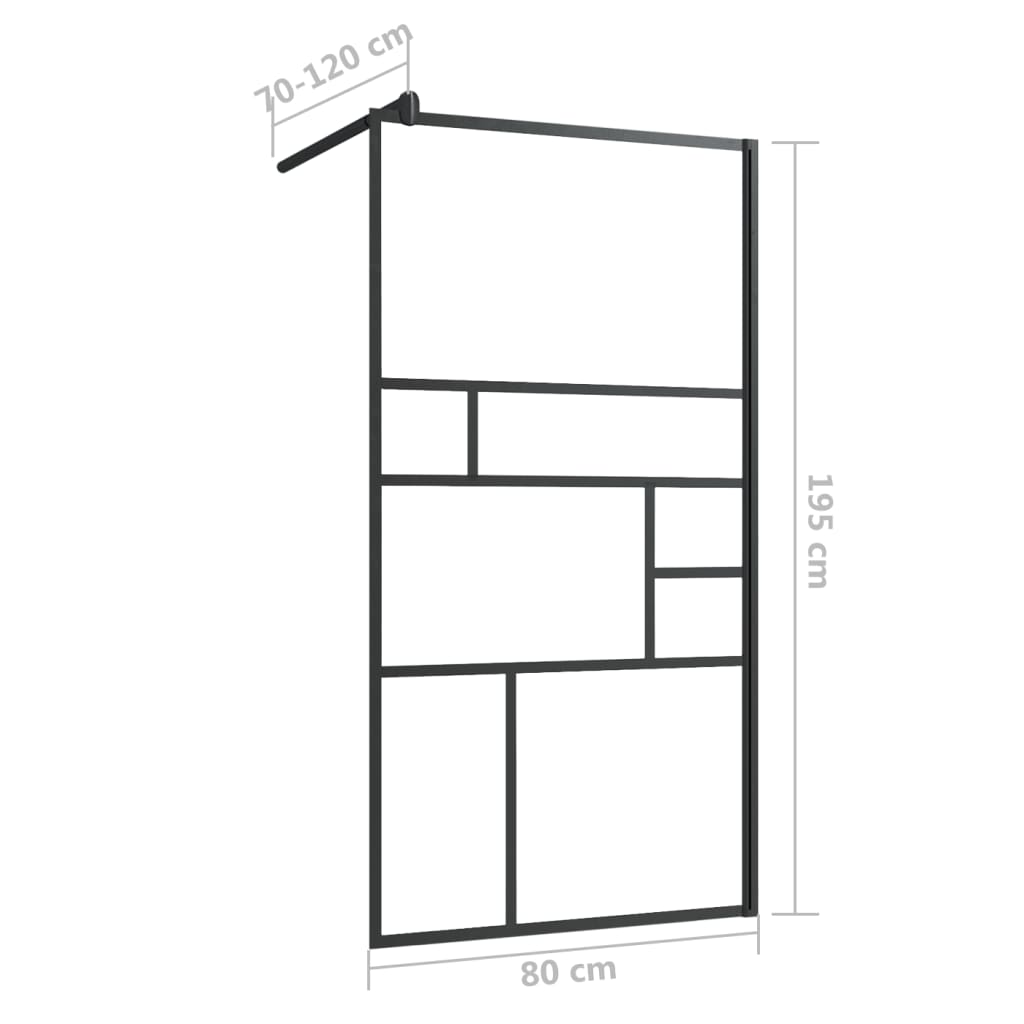 Inloopdouchewand 100x195 cm ESG-glas transparant en