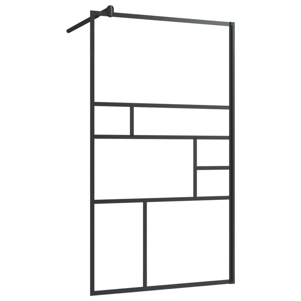 Inloopdouchewand 100x195 cm ESG-glas transparant en zwart