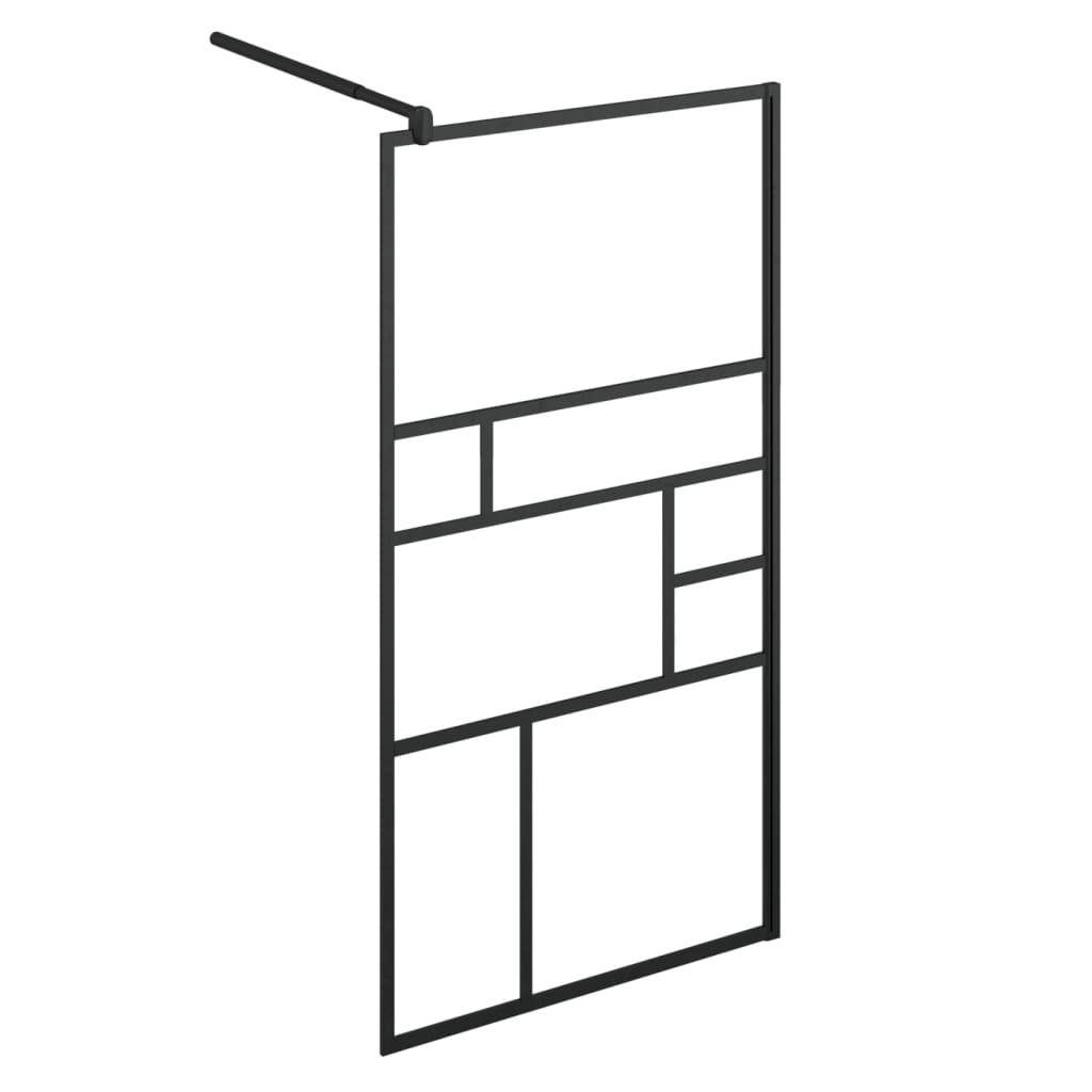 Inloopdouchewand 100x195 cm ESG-glas transparant en zwart