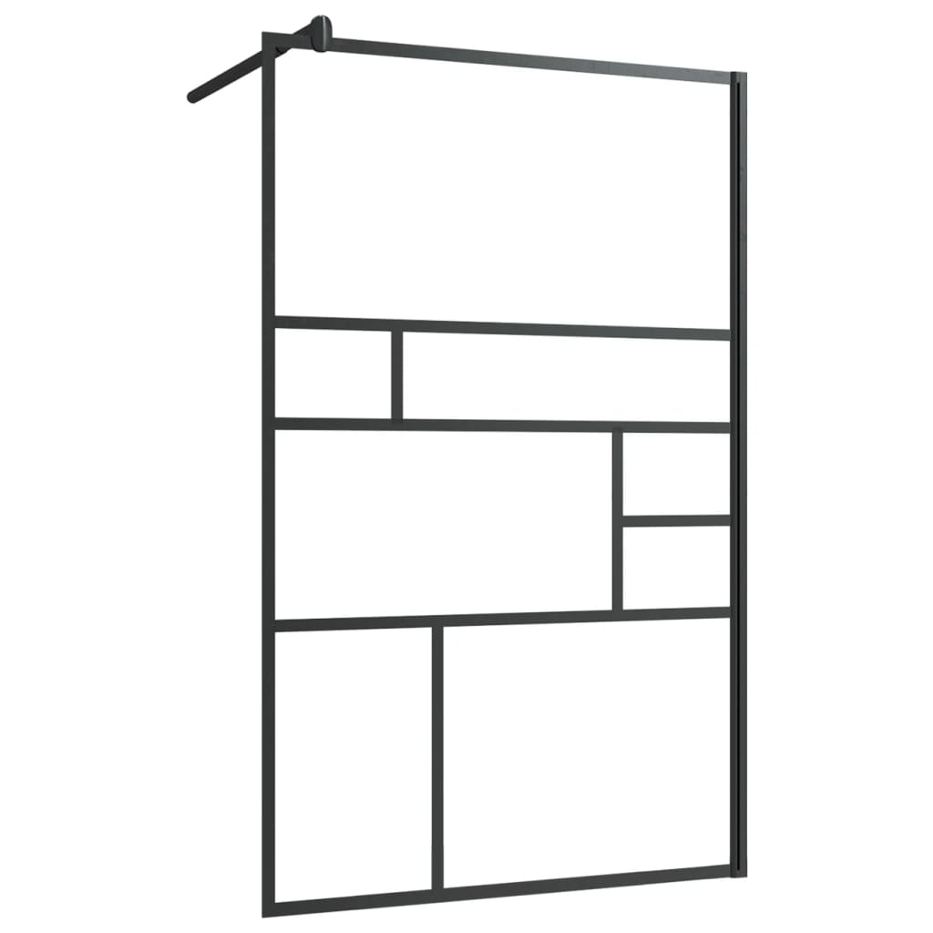 Inloopdouchewand 100x195 cm ESG-glas transparant en zwart