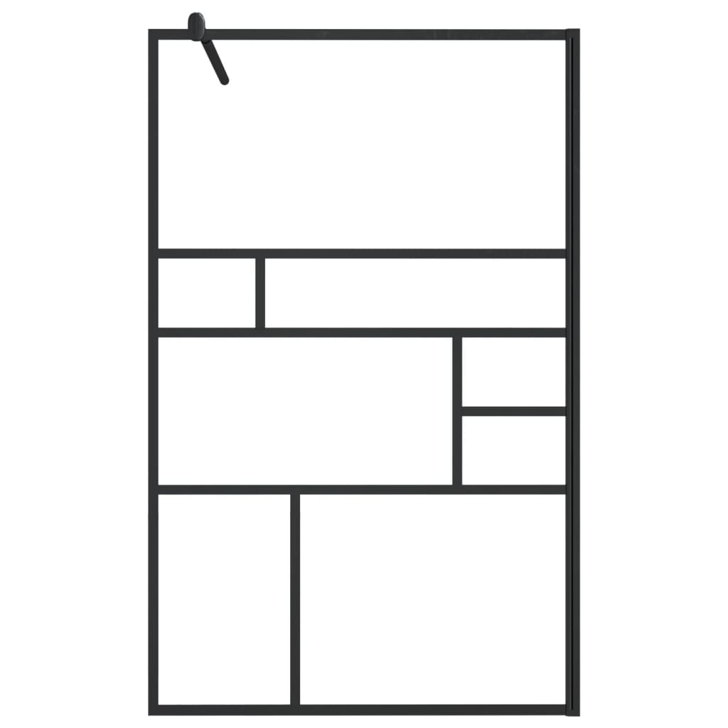 Inloopdouchewand 100x195 cm ESG-glas transparant en zwart