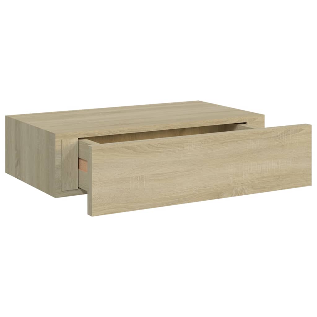 Wandschappen 2 st met lade 60x23,5x10 cm MDF