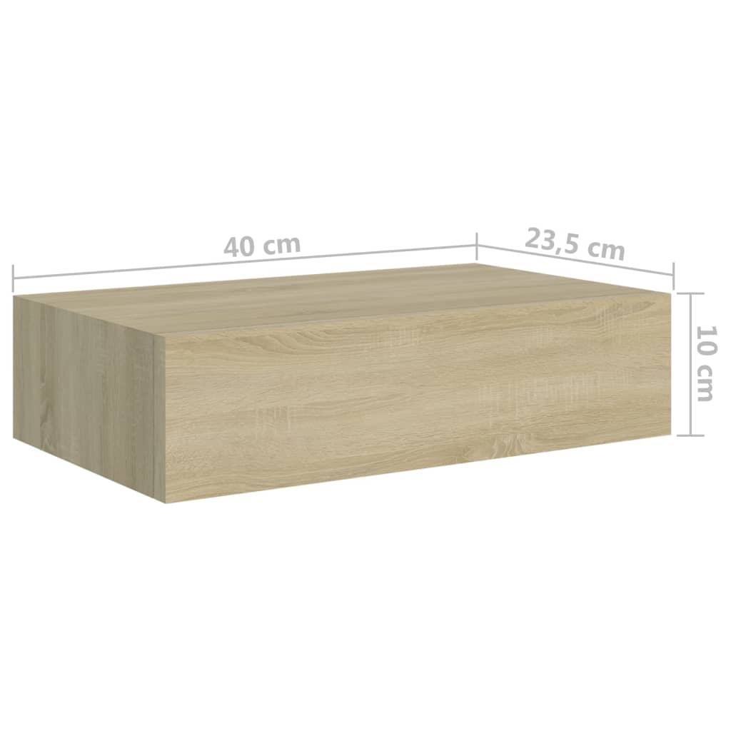 Wandschappen 2 st met lade 60x23,5x10 cm MDF