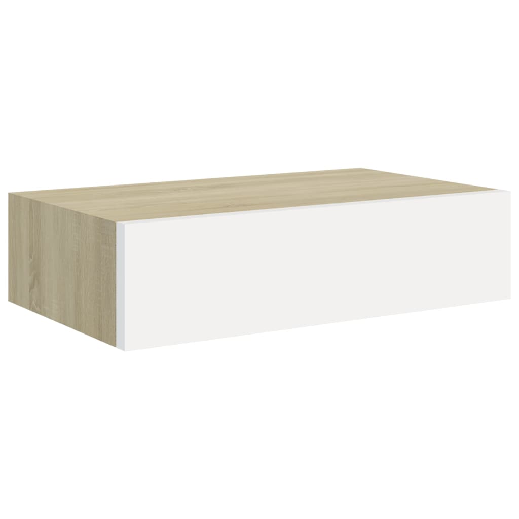 Wandschappen 2 st met lade 60x23,5x10 cm MDF