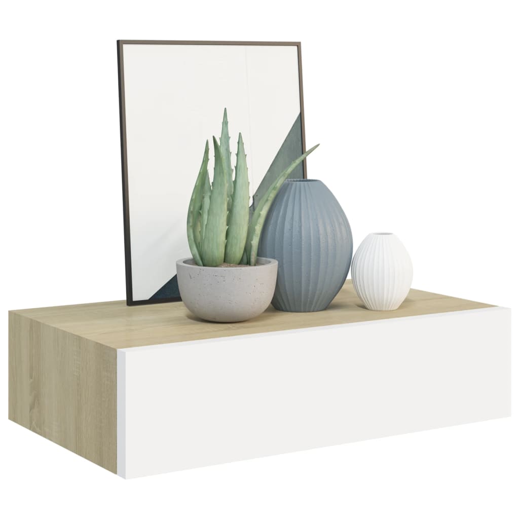 Wandschappen 2 st met lade 60x23,5x10 cm MDF