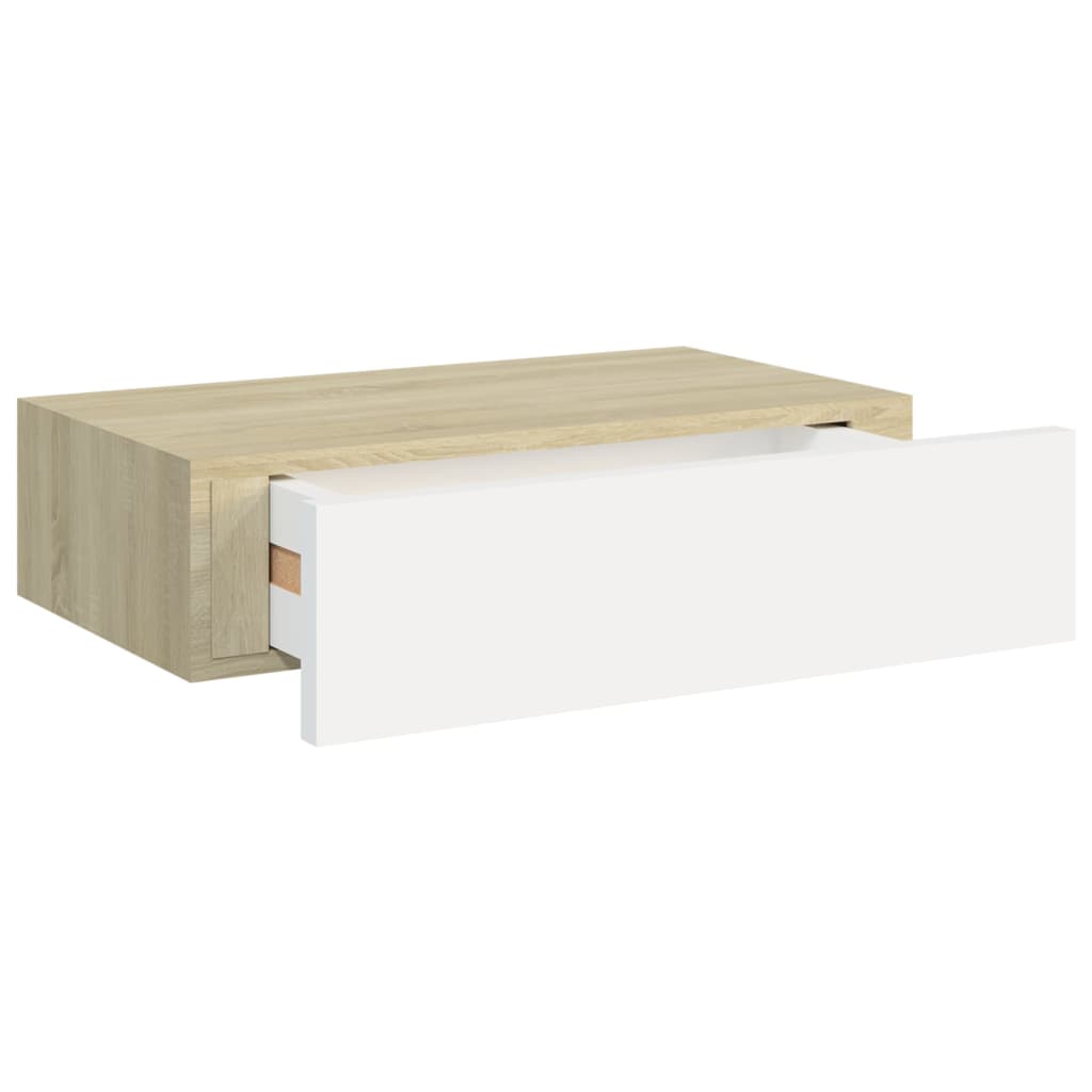 Wandschappen 2 st met lade 60x23,5x10 cm MDF