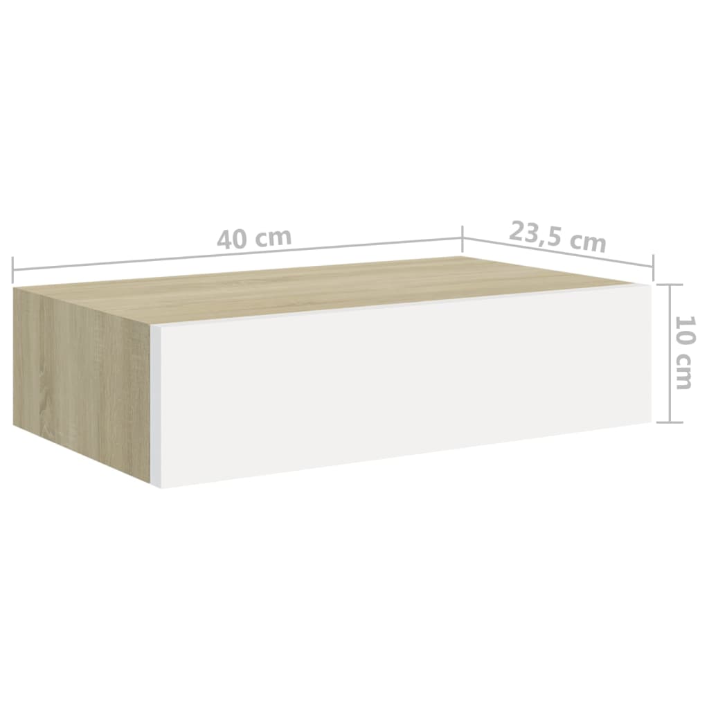 Wandschappen 2 st met lade 60x23,5x10 cm MDF