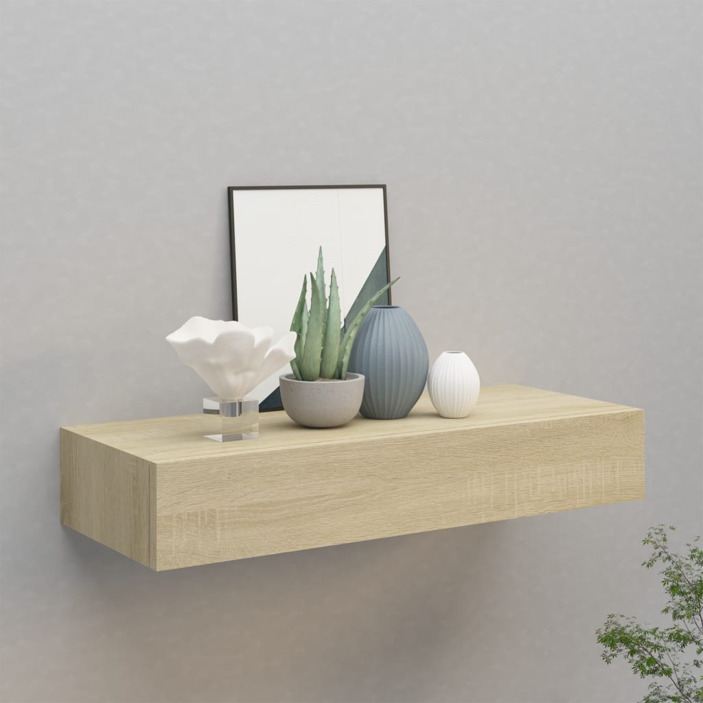 Wandschappen 2 st met lade 60x23,5x10 cm MDF