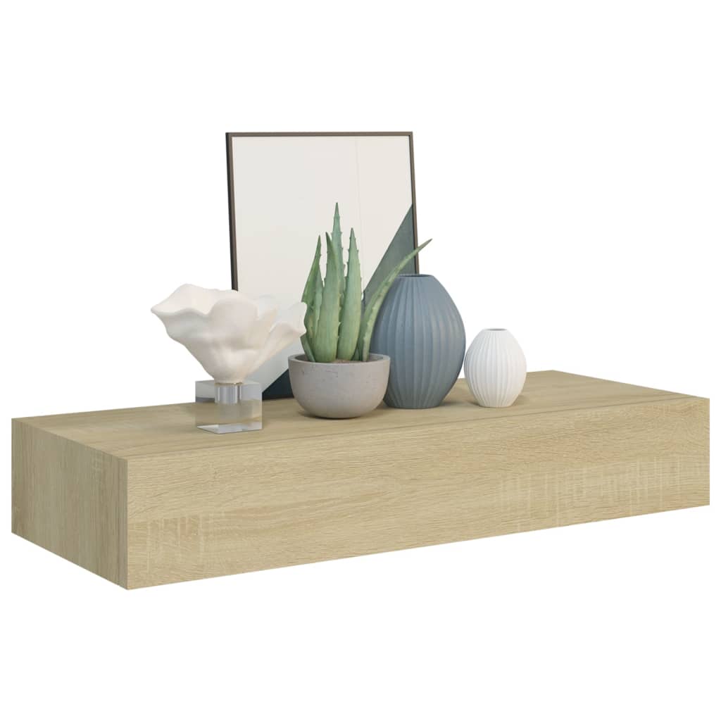 Wandschappen 2 st met lade 60x23,5x10 cm MDF