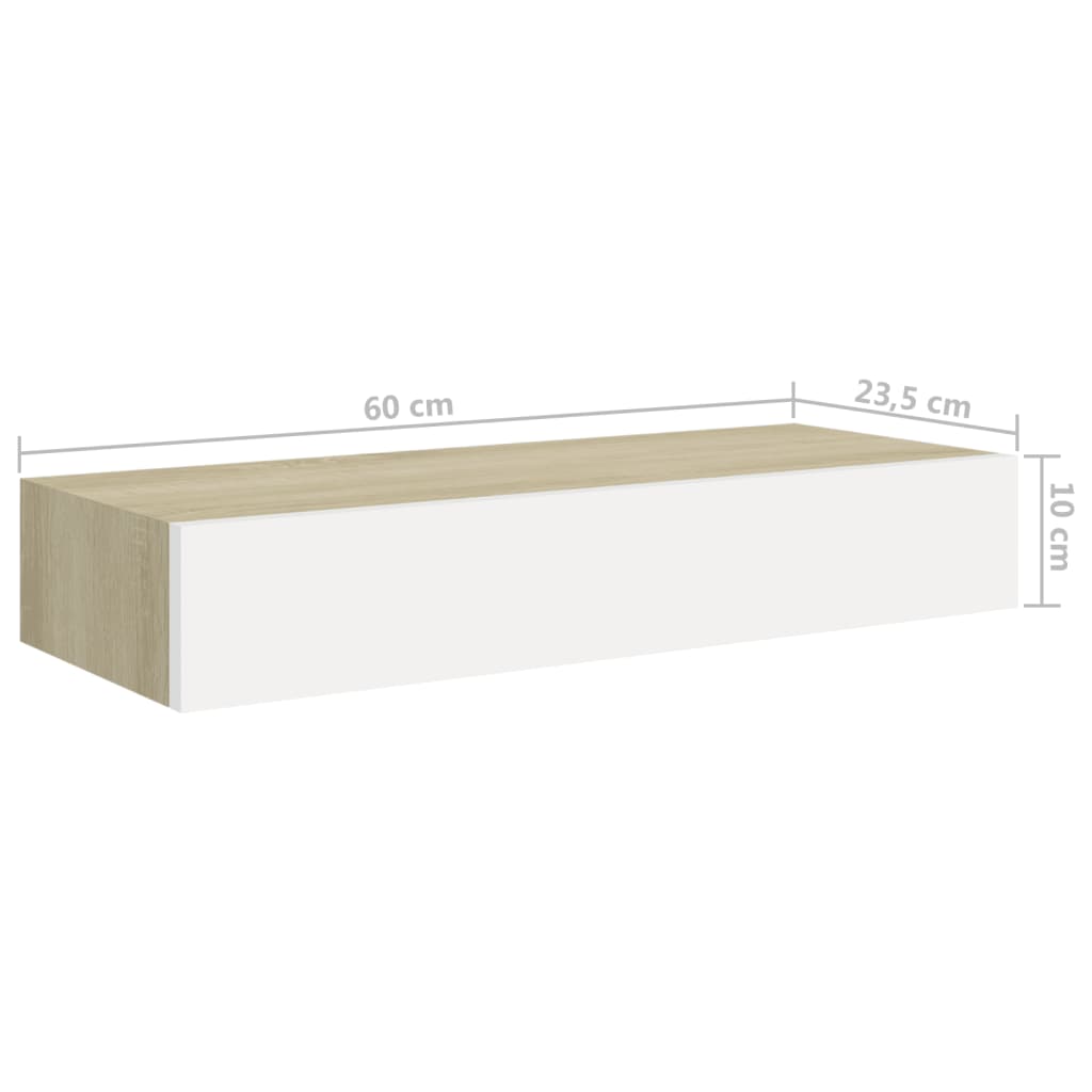 Wandschappen 2 st met lade 60x23,5x10 cm MDF