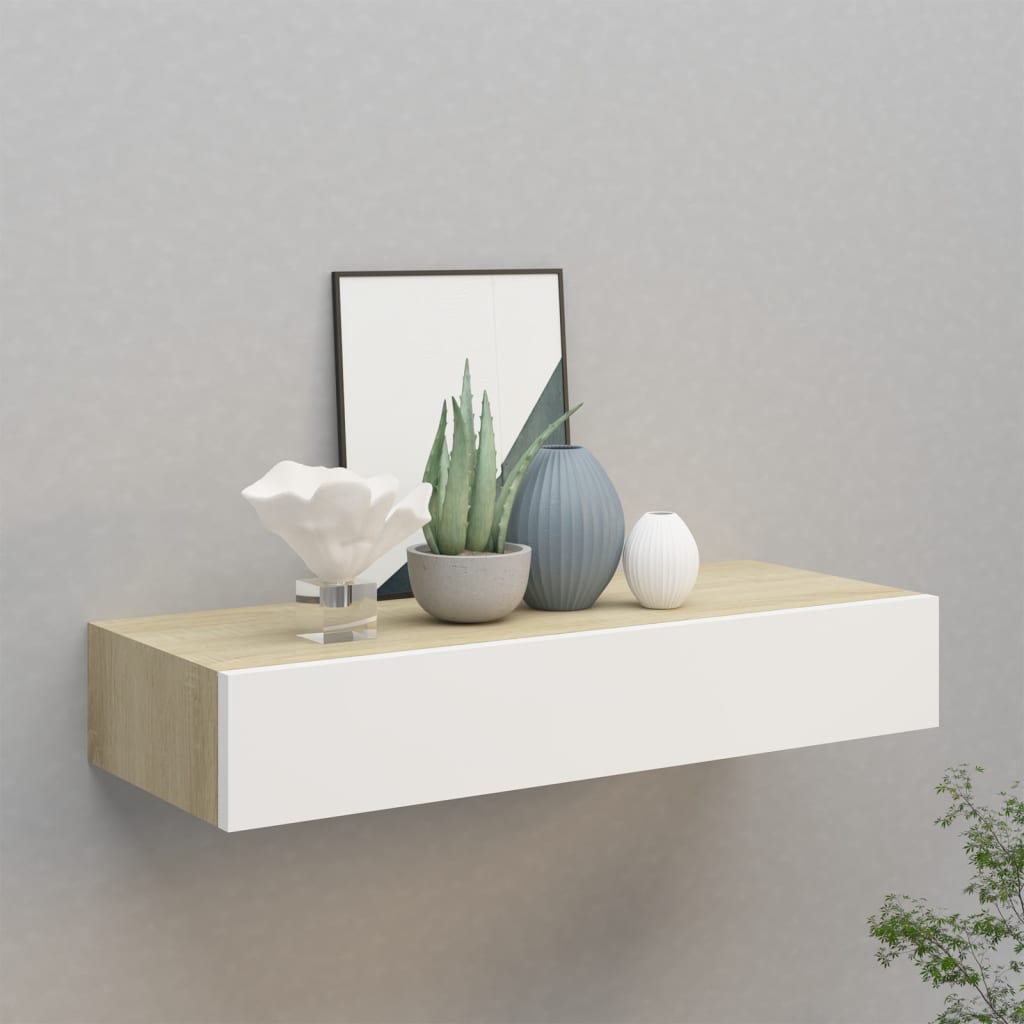 Wandschappen 2 st met lade 60x23,5x10 cm MDF