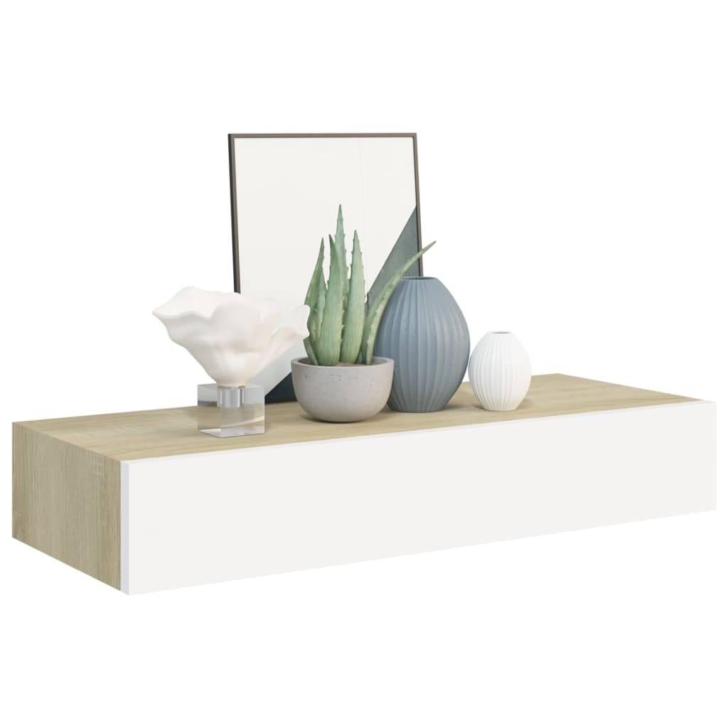 Wandschappen 2 st met lade 60x23,5x10 cm MDF