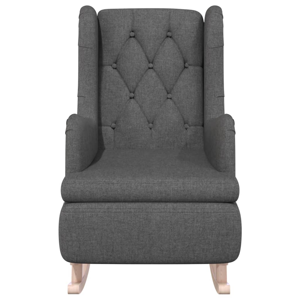 Fauteuil met massief rubberwood schommelpoten stof