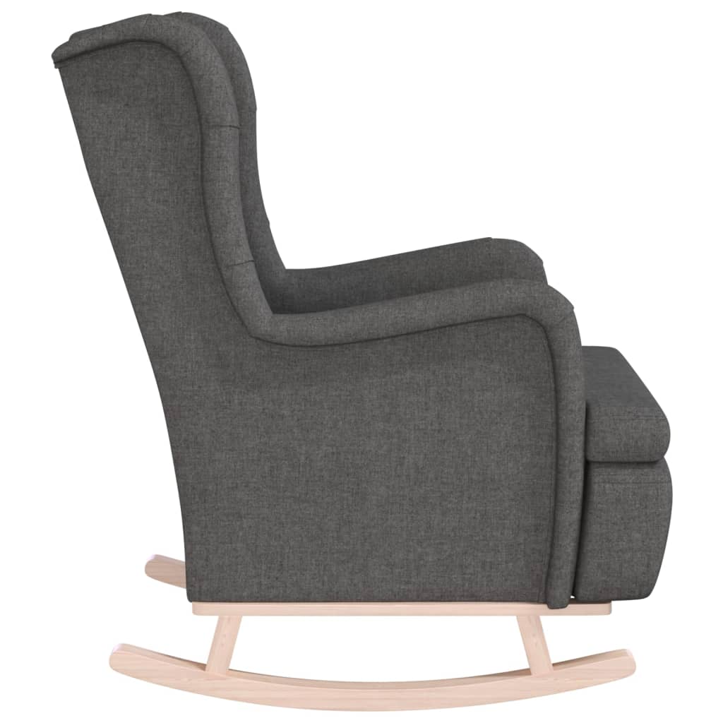 Fauteuil met massief rubberwood schommelpoten stof