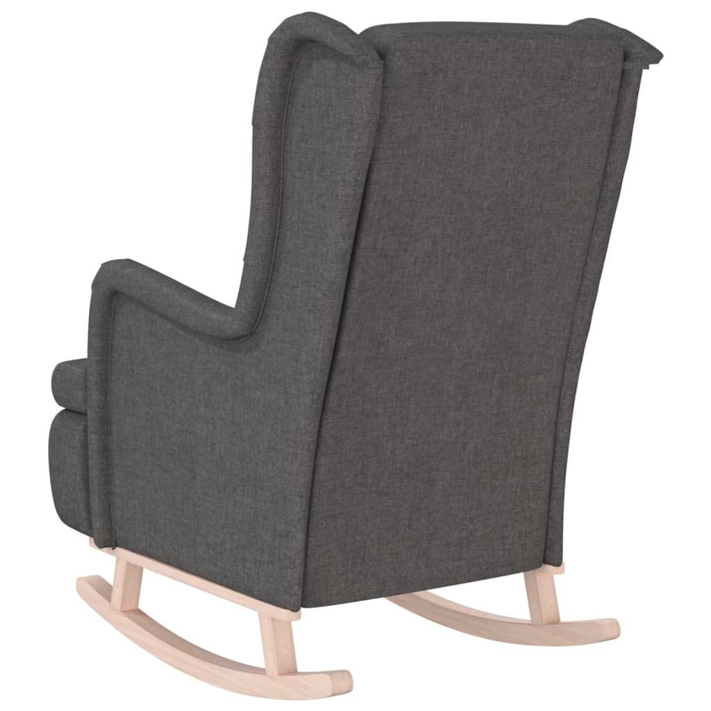 Fauteuil met massief rubberwood schommelpoten stof