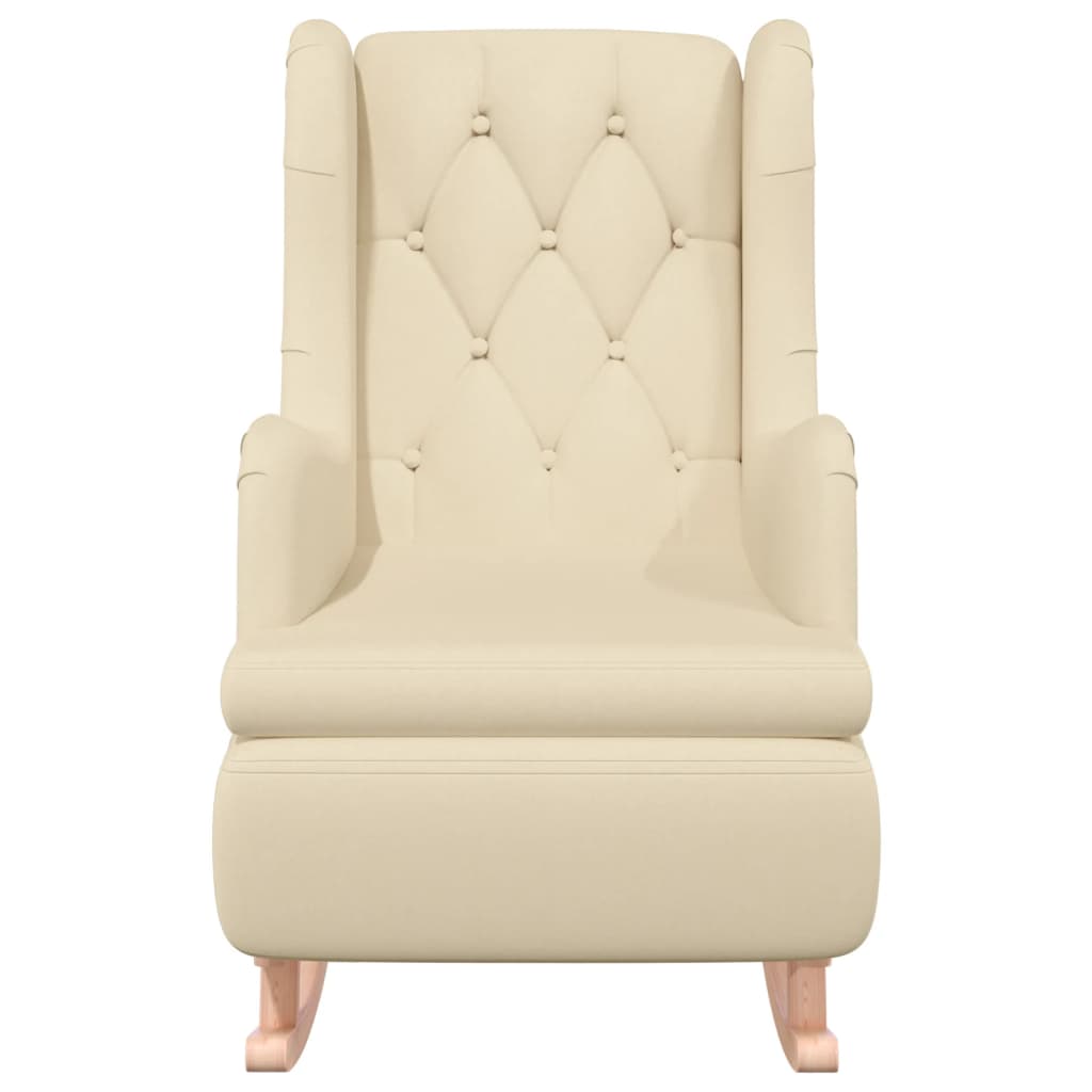 Fauteuil met massief rubberwood schommelpoten stof