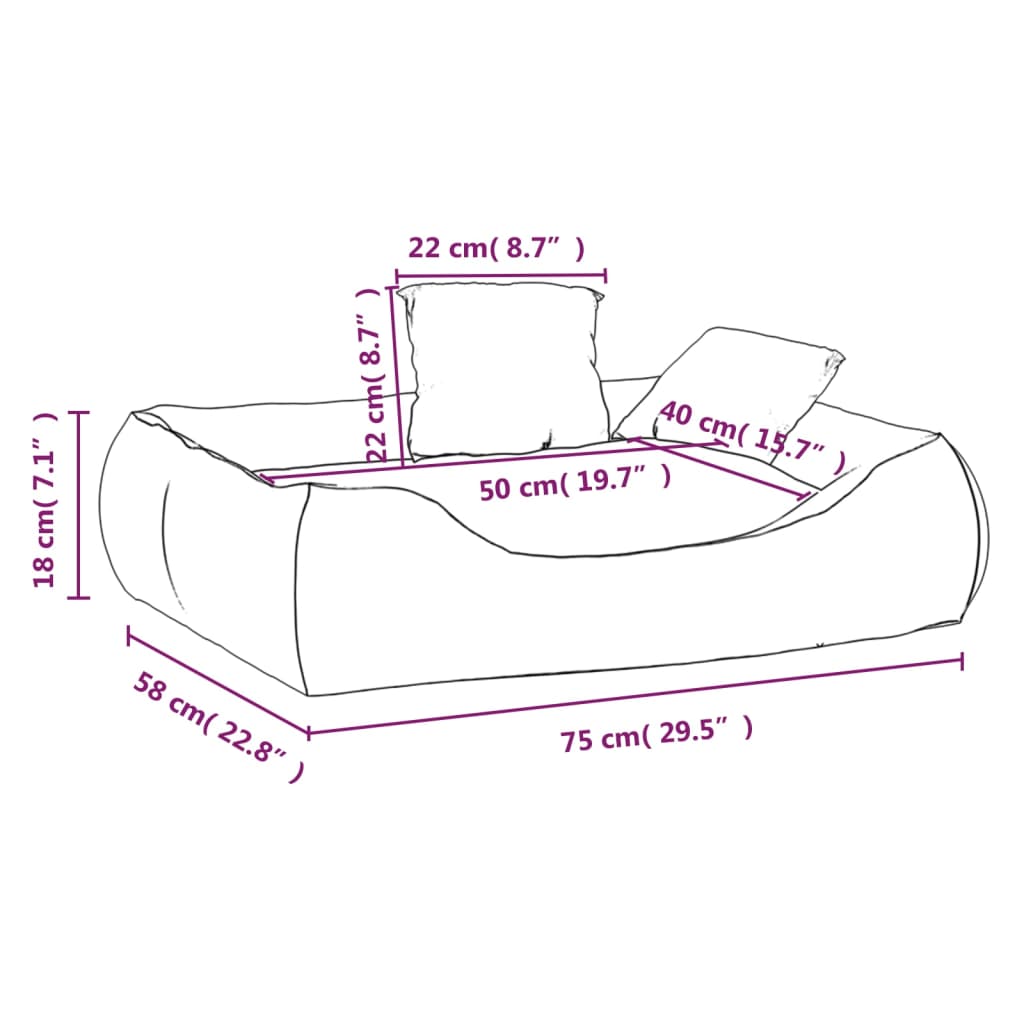 Hondenbed met kussens 115x100x20 cm oxford stof zwart