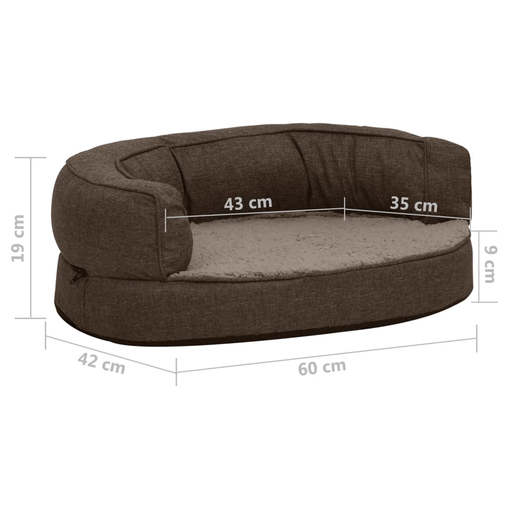 Hondenbed ergonomisch linnen-look 75x53 cm fleece