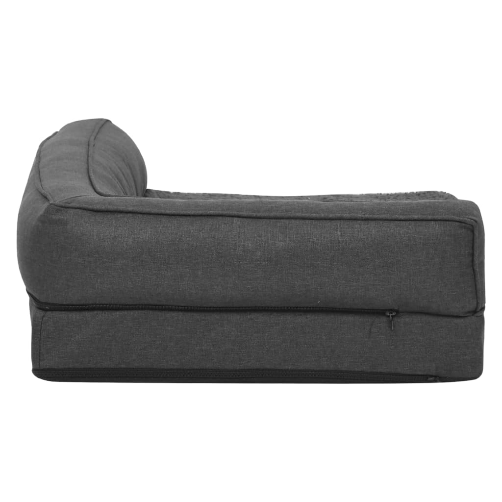 Hondenbed ergonomisch linnen-look 60x42 cm fleece