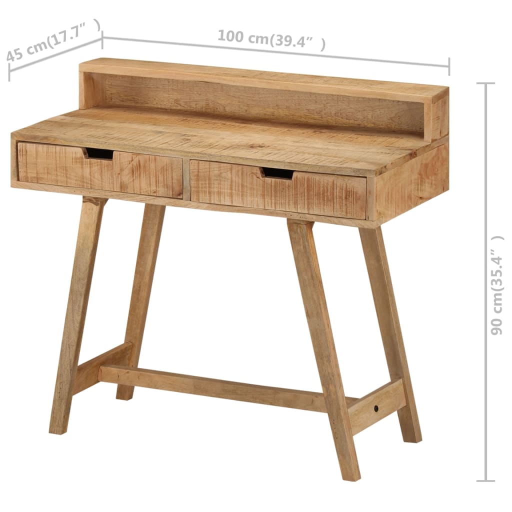 Bureau 100x45x90 cm massief ruw mangohout