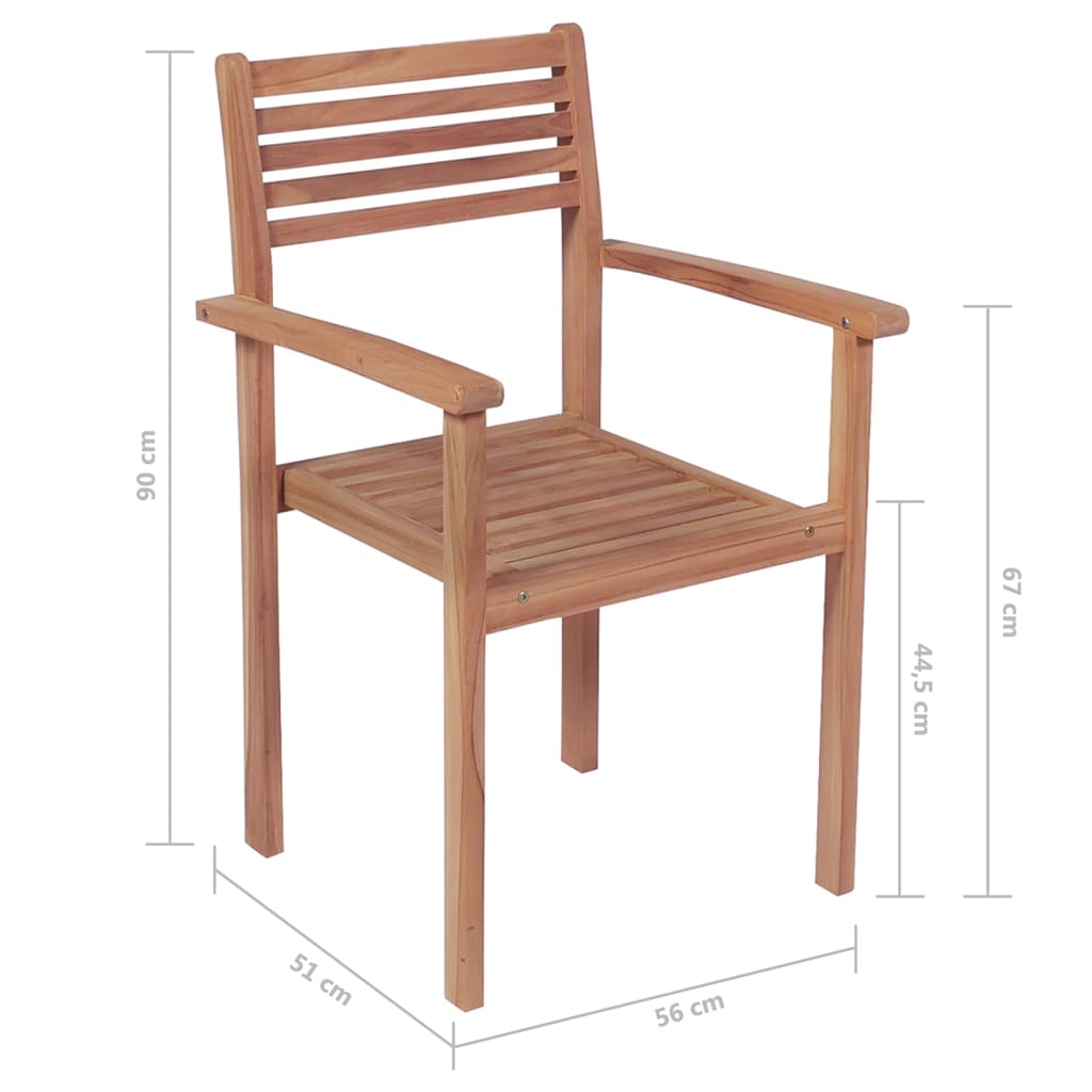 Tuinstoelen stapelbaar 2 st massief teakhout