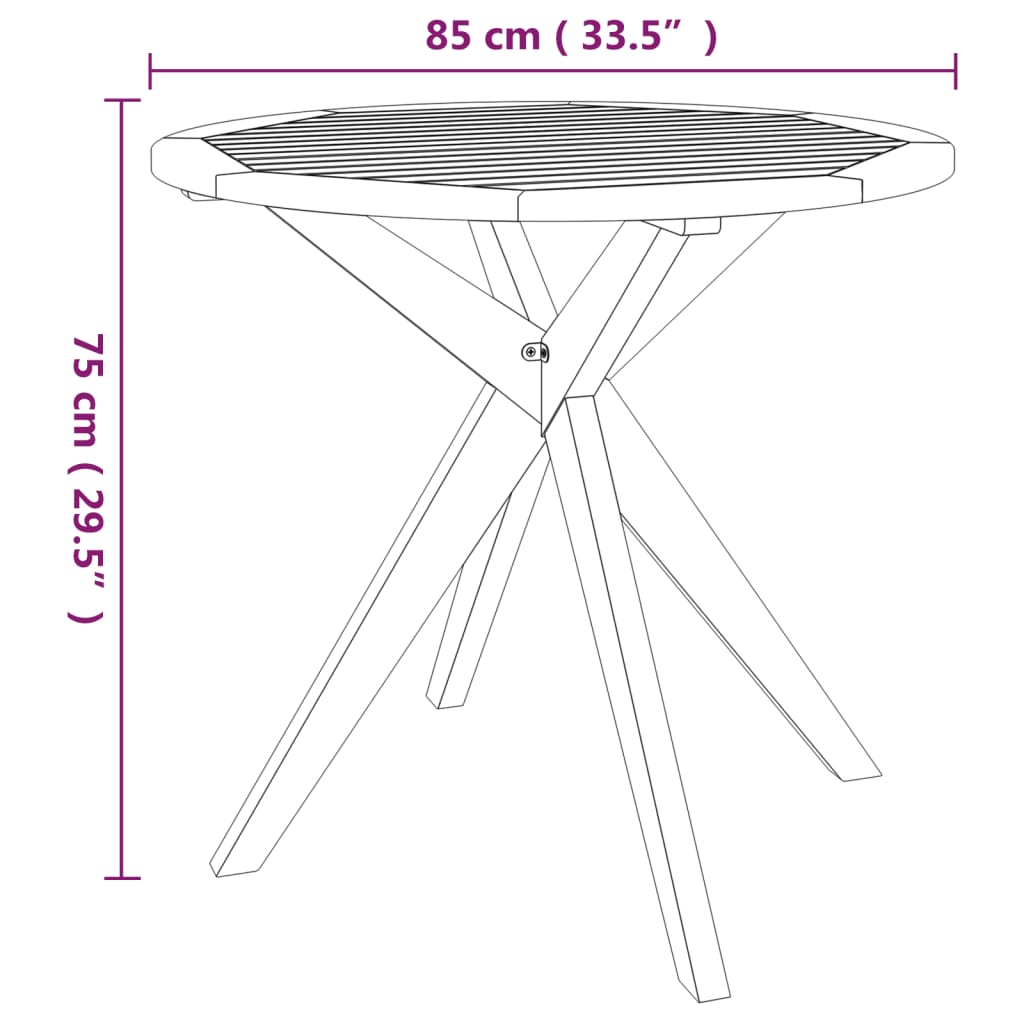 Tuintafel 85x85x75 cm massief acaciahout