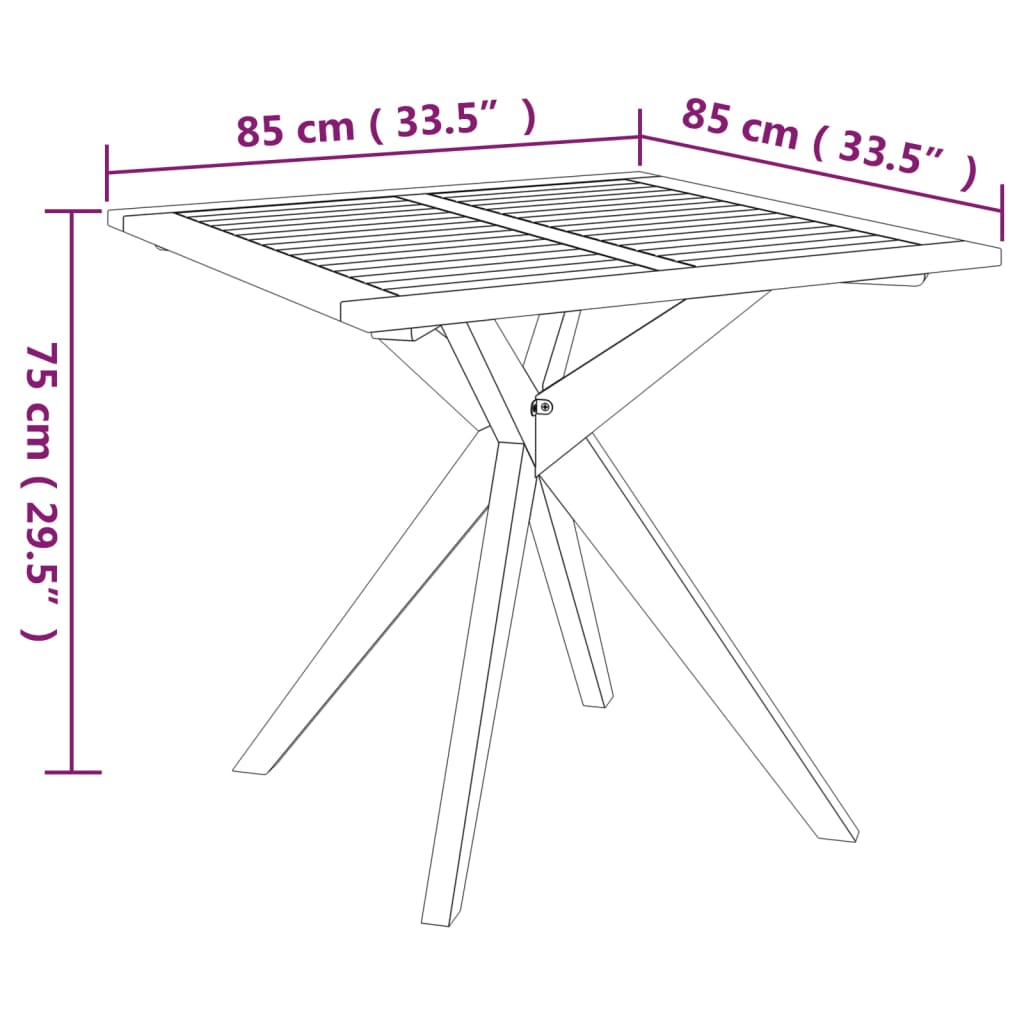 Tuintafel 85x85x75 cm massief acaciahout