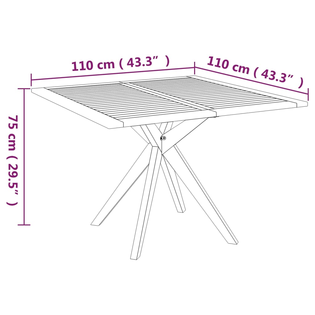 Tuintafel 85x85x75 cm massief acaciahout