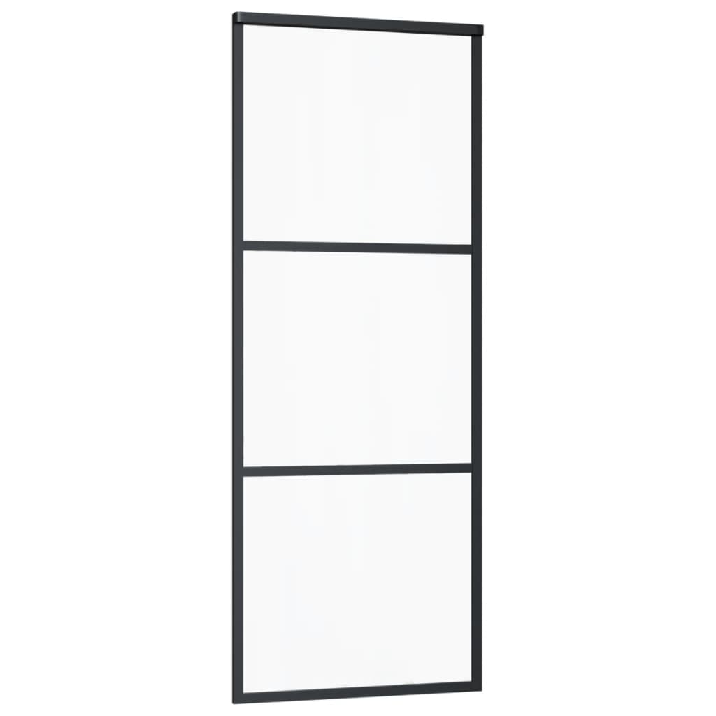 Schuifdeur 102x205 cm ESG-glas en aluminium zwart