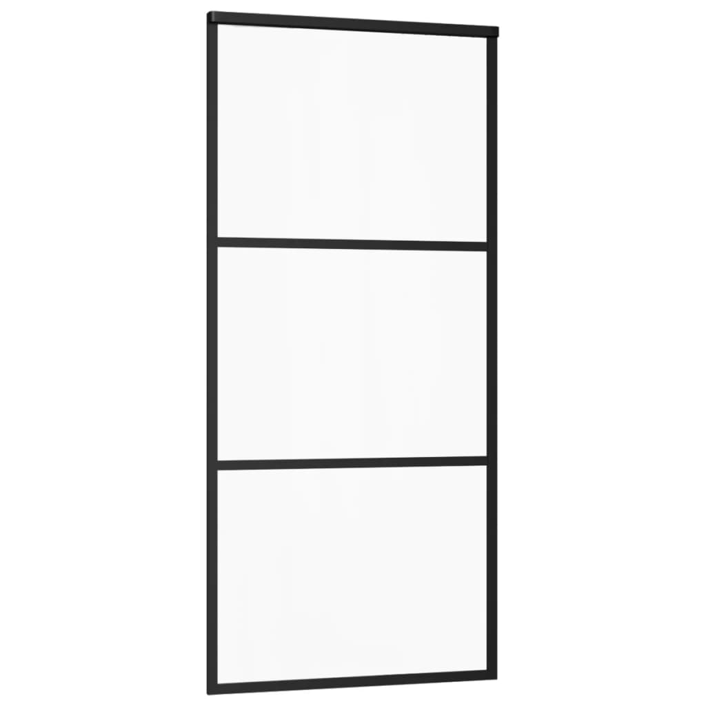 Schuifdeur 102x205 cm ESG-glas en aluminium zwart