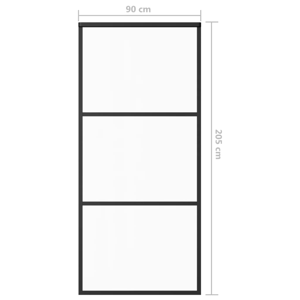 Schuifdeur 102x205 cm ESG-glas en aluminium zwart