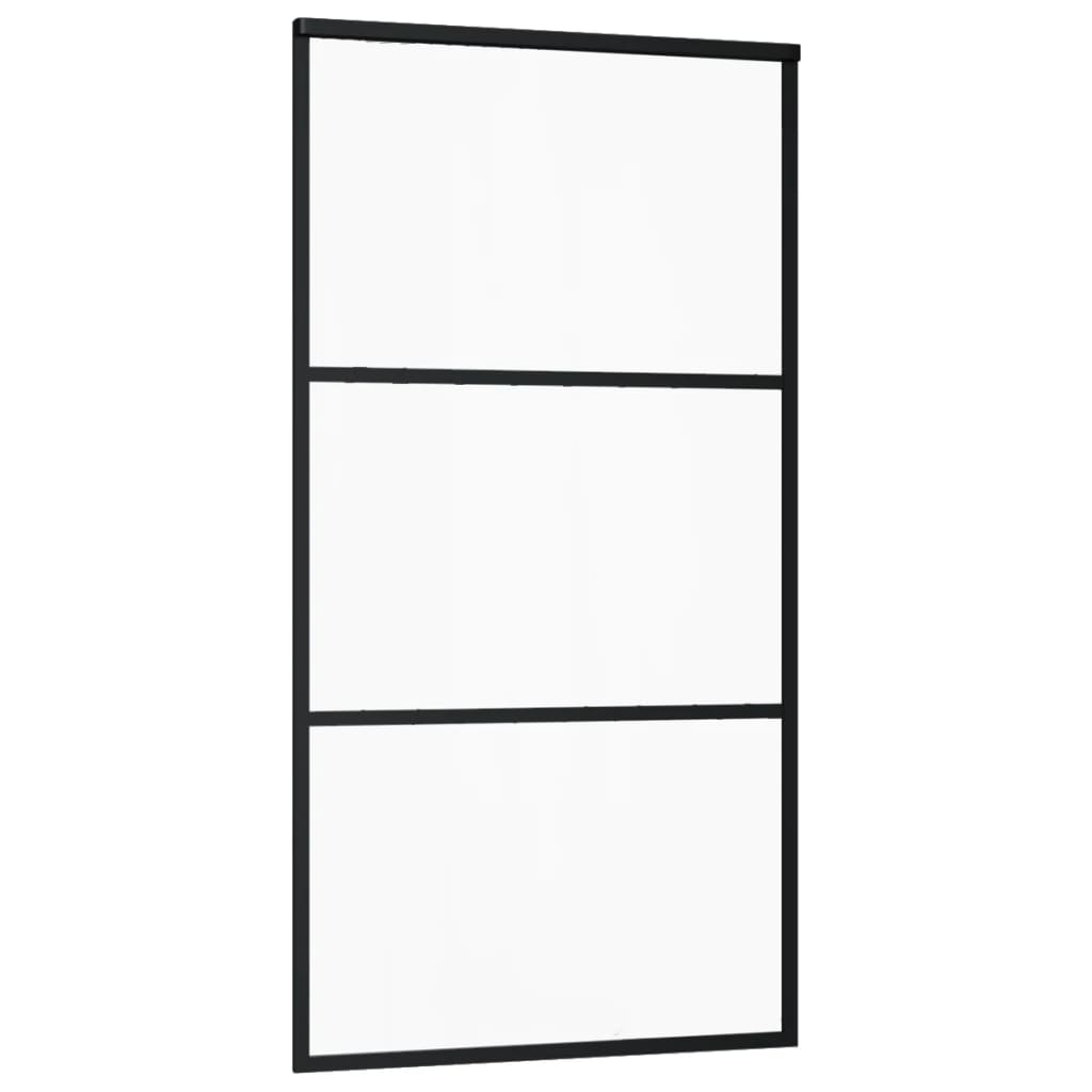 Schuifdeur 102x205 cm ESG-glas en aluminium zwart