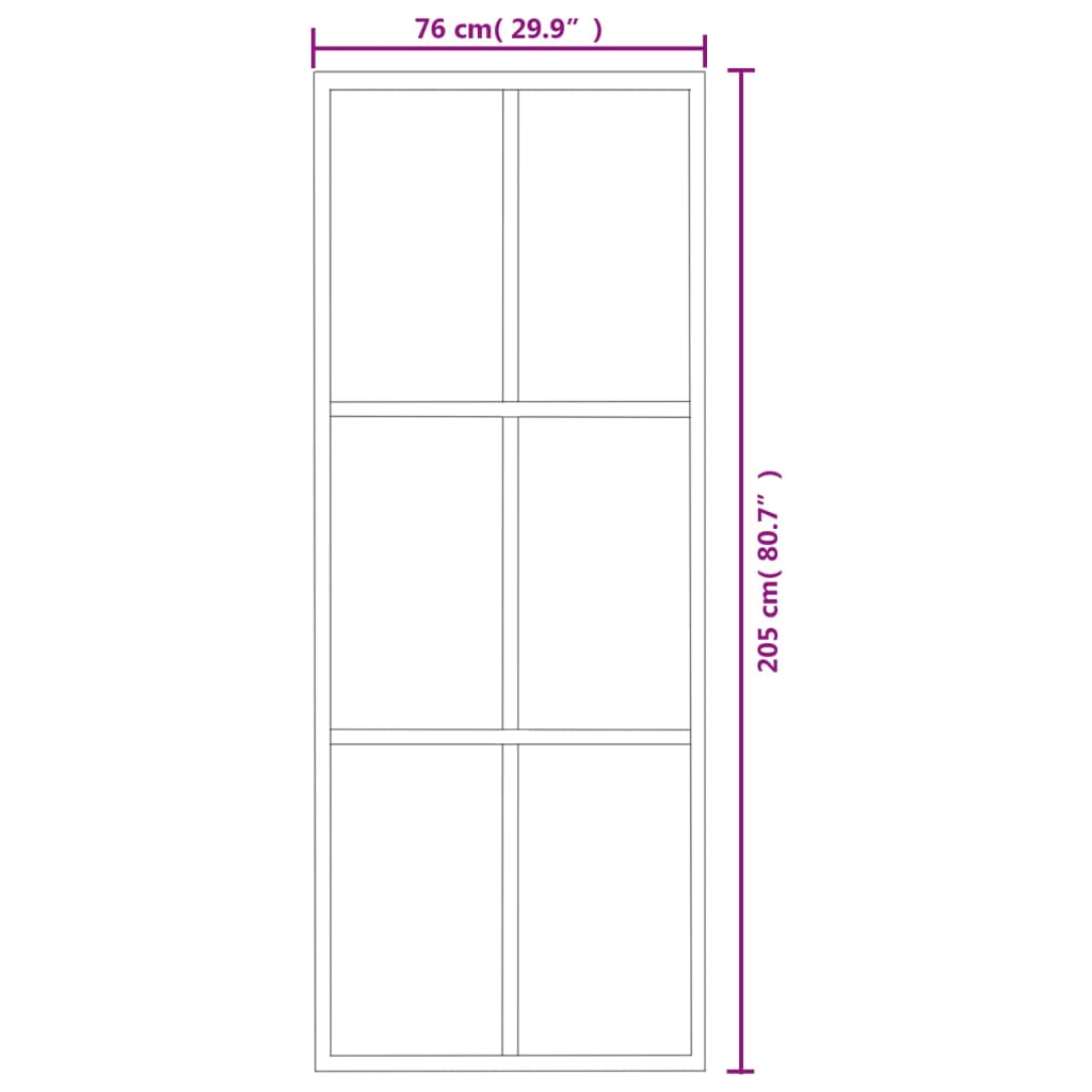 Schuifdeur 102x205 cm ESG-glas en aluminium zwart