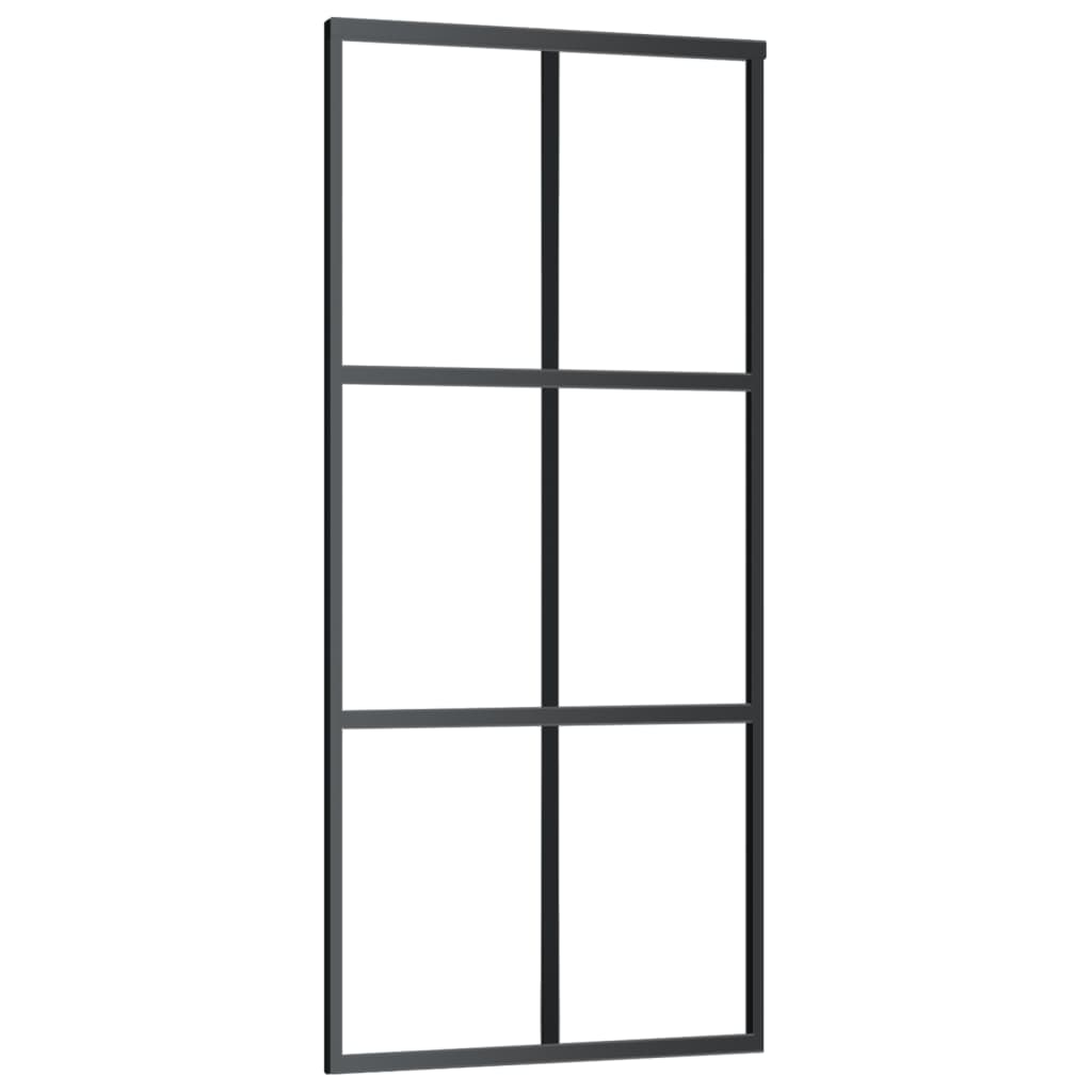 Schuifdeur 102x205 cm ESG-glas en aluminium zwart