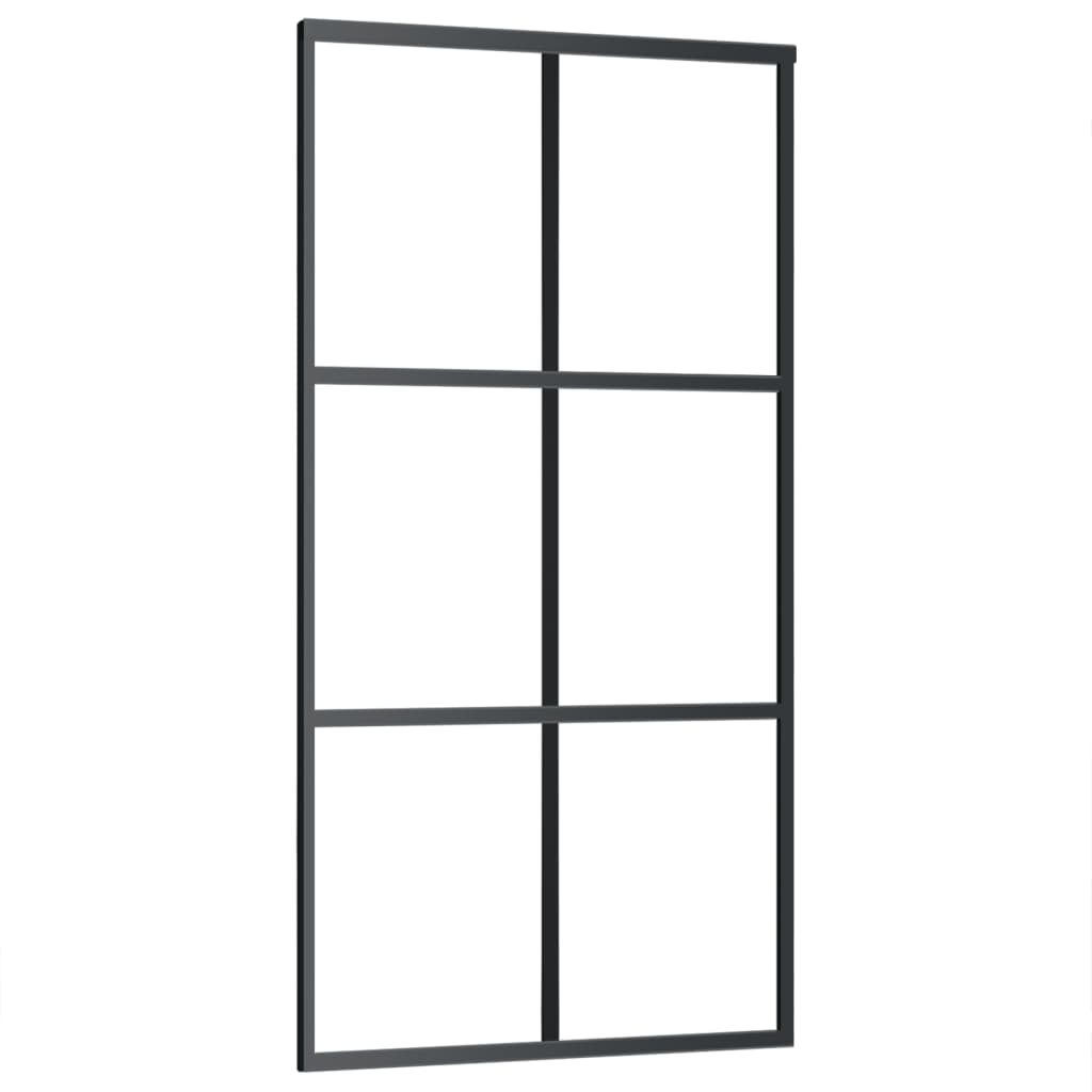 Schuifdeur 102x205 cm ESG-glas en aluminium zwart