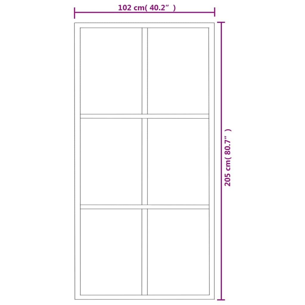 Schuifdeur 102x205 cm ESG-glas en aluminium zwart