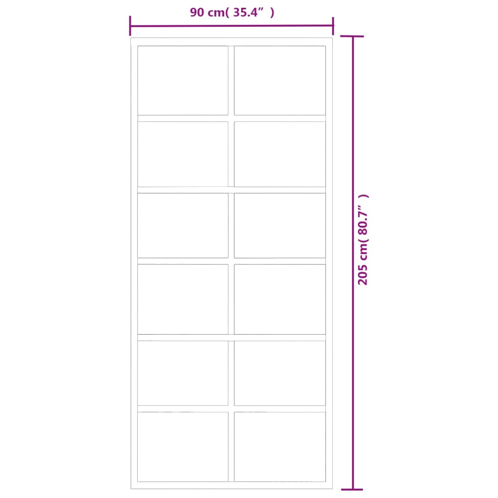 Schuifdeur 102x205 cm ESG-glas en aluminium zwart