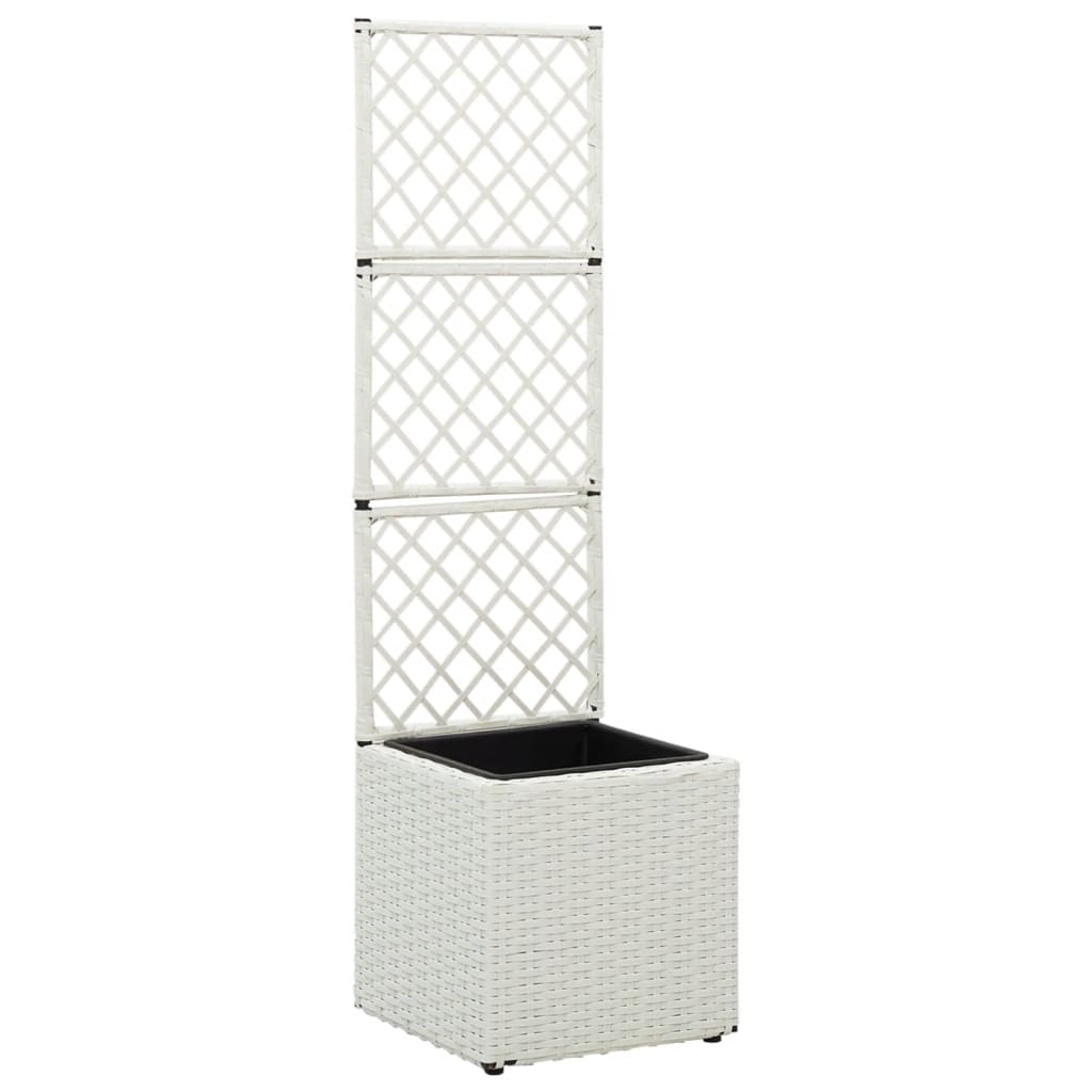 Latwerkplantenbak verhoogd met 1 pot 30x30x107 cm rattan